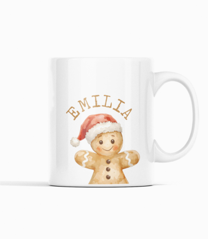 Festliche Keramiktasse mit individuellem Namen und Lebkuchen-Design